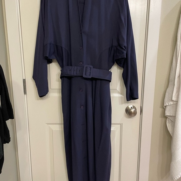Vintage Rabbit Rabbit Rabbit Elegant Navy Belted Dress - Picture 6 of 7
